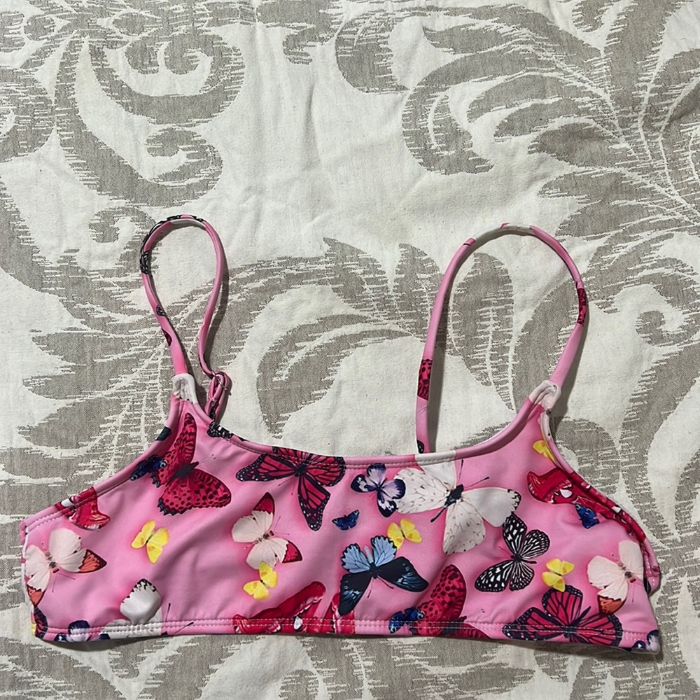 Pink butterfly two piece swim set